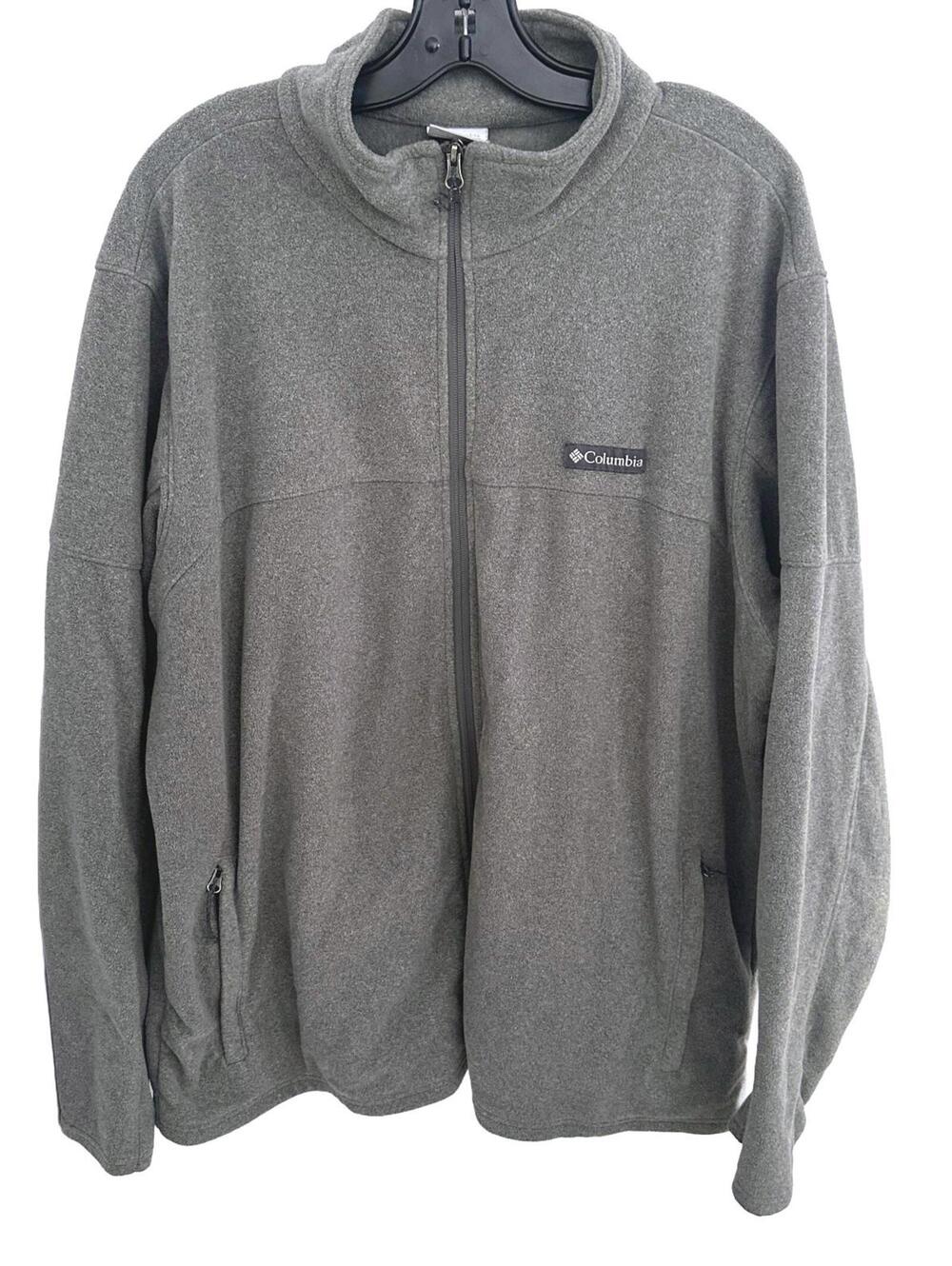 Columbia Men’s Gray Full Zip Fleece Jacket Mock Neck Outdoor - XXL